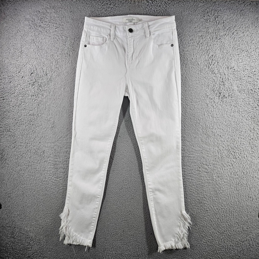 Hidden Jeans White Skinny Frayed Step Hem Denim Womens 26